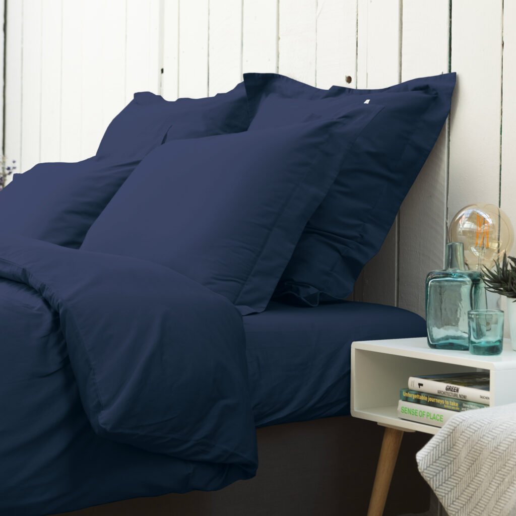 Cotton sateen oxford edge pillowcase midnight blue 6