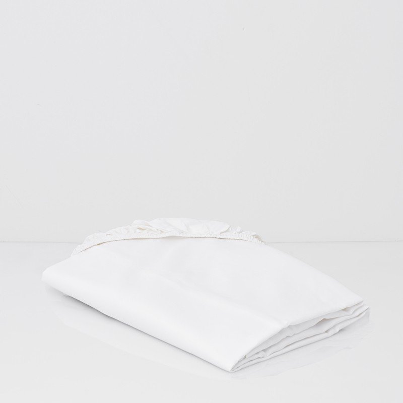 Cotton Percale Fitted Sheet Snow White 1