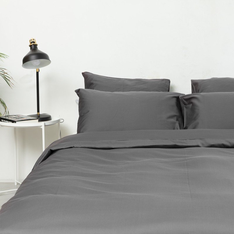 Cotton Sateen Duvet Cover Anthracite 5
