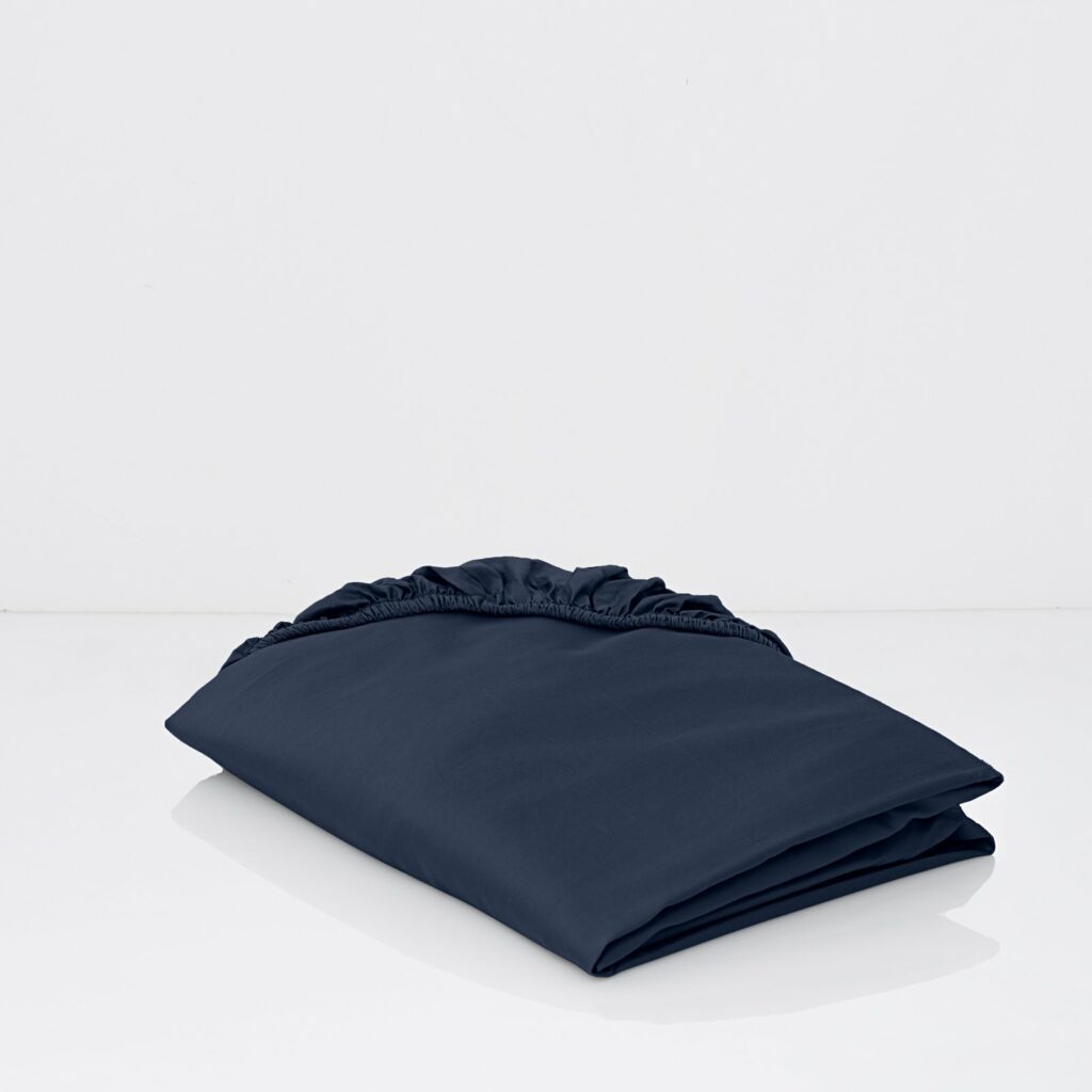 cotton sateen fitted sheets midnight blue 1