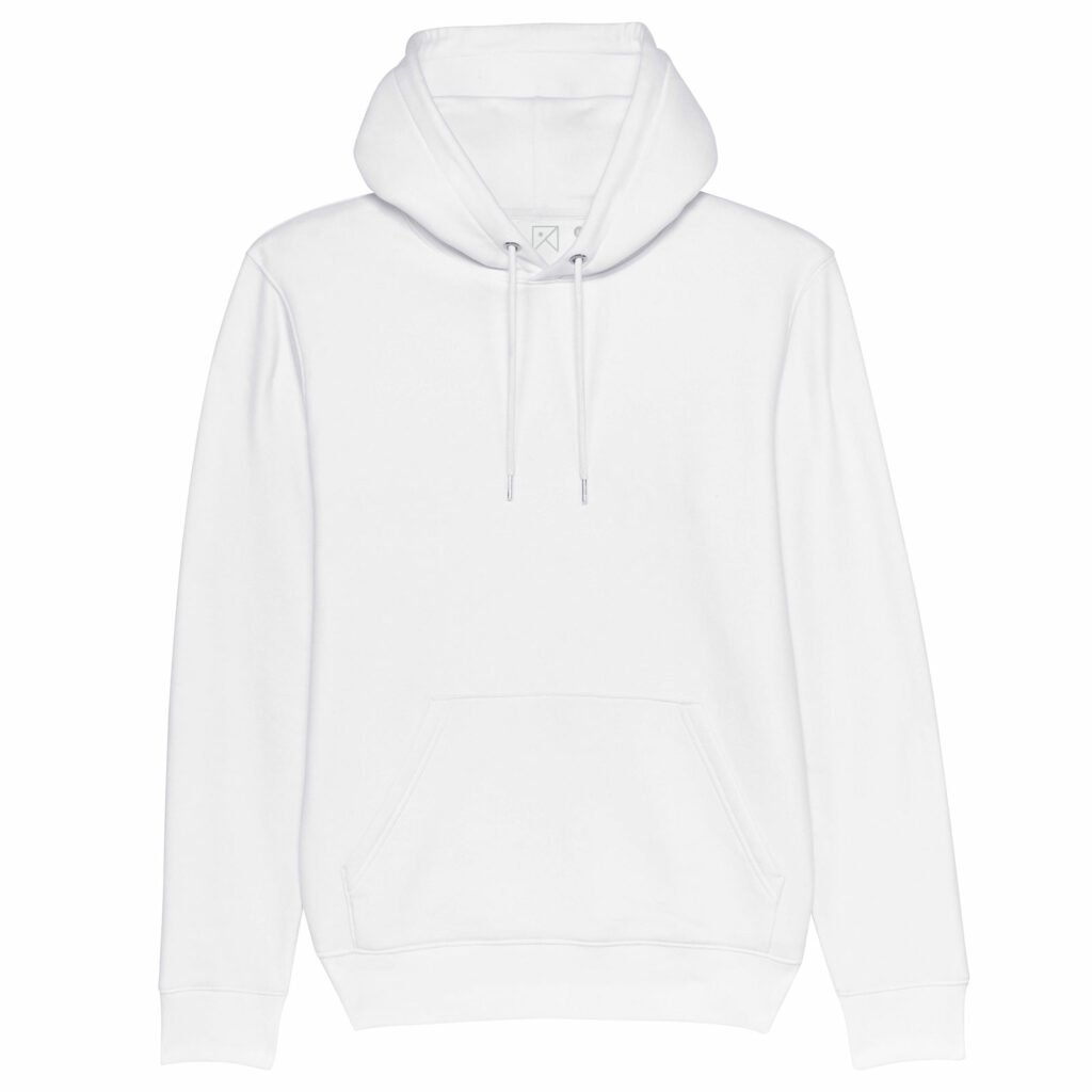 sweat unisex organic hooded pullover organic hooded pullover white front